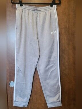 adidas Light Gray Joggers with White Side Stripes